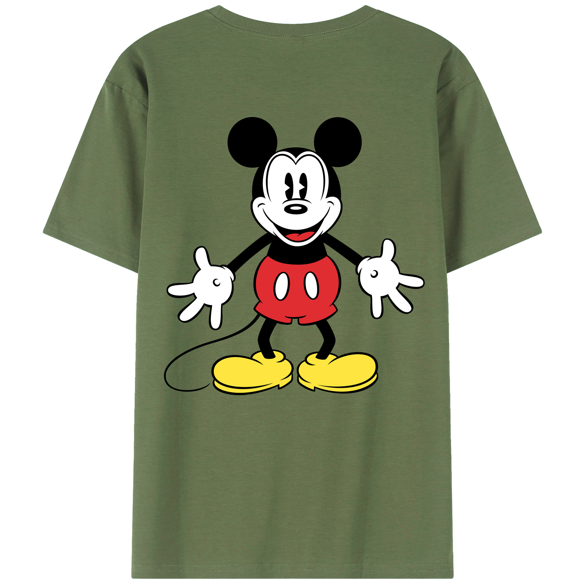 ミッキーマウス Mickey Mouse 綿100％ メンズ半袖Tシャツ（バックプリント） 通気性